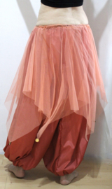 SALMON ORANGE PINK transparent, pointed chiffon skirt, made of tulle - one size fits Small, Medium, Large, sizes 36/38/40