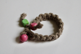 Unisex Macramé armband MINTGROEN-TURQUOISE, TAUPE-BEIGE-BRUIN met gekleurde houten kralen - Large