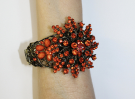 Crystal sparkle glitter scharnier armband "Ster Bloem 1" ORANJE GOUD