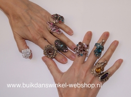 one size adaptable - Ring with glittering stones " Rozet 1"