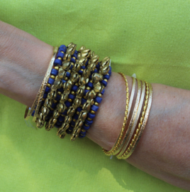 diameter  6,6 cm S/M Small/Medium - Mixed GOLD colored 3-piece bracelets set - 3 Bracelets fins DORÉS