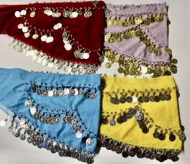 Girls children bellydance hip belt velvet TURQUOISE LILAC RED YELLOW