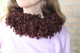 150 cm - Braided shawl BROWN, with SILVER thread