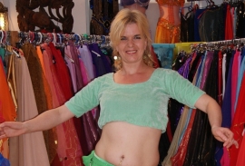 Choli top fluweel LICHT GROEN korte mouwen - one size fits M / L