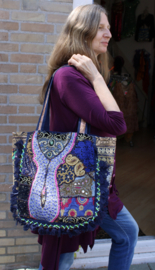 Banjari Indian Bohemian Hippy Tote Bag NAVY BLUE1 BLACK GOLD MULTICOLORED with tassels and beads