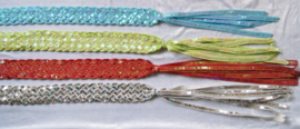 Sequinned braided belt LIGHT BLUE fringe hipbelt