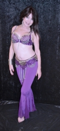 Tribalicious 2-pce costume : fully sequinned BRA + hipbelt  PURPLE SILVER, studs and chains decorated