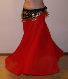 Long M/L/XL - Full Circle skirt RED slightly transparent - Jupe cercle transparante chiffon ROUGE