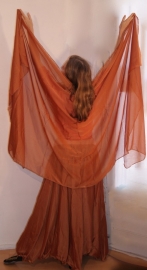 S, M, L, XL -  2-piece set : 2 layer full circle skirt + veil COPPER GOLD BROWN COLOR
