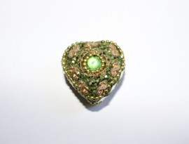 Glitter gift box heart, glitter, beads and mirrors decorated - 3,8 cm