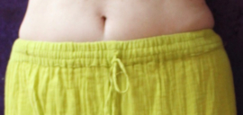 40-42 L-XL - Ruffled Bohemian gipsy summer skirt LIME GREEN knee long - Jupe aux volants,  VERT CLAIR