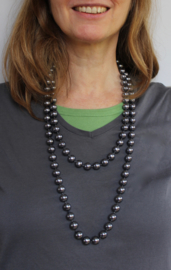 Extra Long -  Long beads-necklace DARK GREY