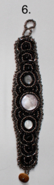 Ibiza bracelet, fully beaded with small beads nr6 and circles with a glow TAUPE colored (GREY BEIGE) + BLACK