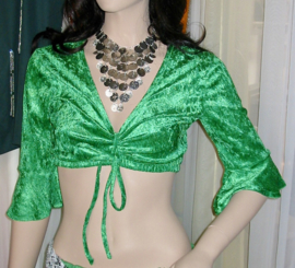 Crop top Fluwelen bloesje topje GROEN - XS / S / M Small / Medium