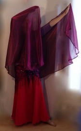 Bellydancing veil glowing PURPLE / PLUM color halfcircle - Voile demi cercle pour la danse orientale AUBERGINE