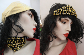 Beads and sequins decorated headband / hair band / necklace BLACK GOLD