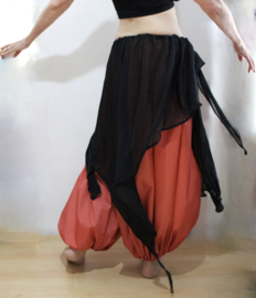 Lightweight, BLACK, semi transparent, asymmetrical organza pointed skirt - one size fits S, M, L, XL