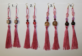 Lange lichtgewicht oorbellen met kwasten ROZE Bohemian hippie chic - Extra Long