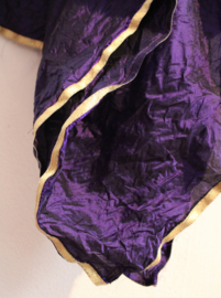 2-piece set of LILAC PURPLE headband, GOLDEN coins decorated + Rectangle VIOLET PURPLE crincle chiffon veil