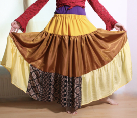 Strokenrok nr2 Tribal Fusion stijl SAFFRAANGEEL, GEEL, KOPERKLEUR, BRUIN - M Medium, L Large, XL Extra Large, XXL