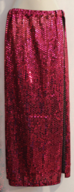 L / XL 40/42 - Straight 2-split glitter skirt for Burlesque or Belly dance - Jupe étroite à 2 fentes FUCHSIA brillante