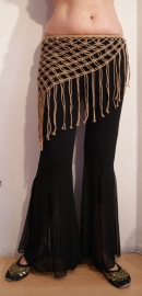 Tribal fusion hipbelt SAND COLOR macramé with Tibetan coins for good luck and happiness