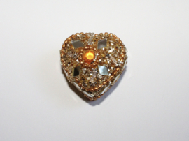 Glitter gift box heart, glitter, beads and mirrors decorated - 3,8 cm