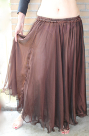 2-lagen rok chiffon met golvende zoom DONKER BRUIN - S, M, L