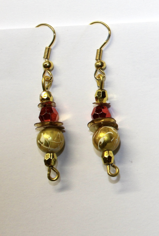 Lightweight RED GOLDEN earrings ladies / girls - Boucles d'oreilles ROUGE DORÉES