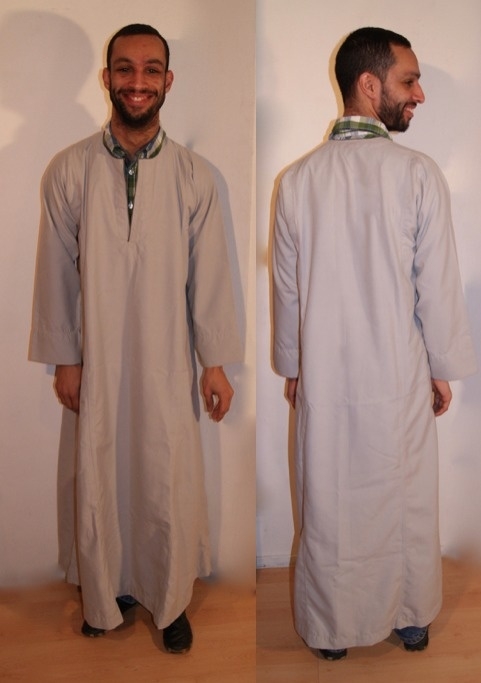 Originele Galabeya uit Egypte voor heren LICHT GRIJS handgemaakt -S Small / M Medium