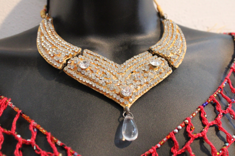 1001 Nights necklace GOLDEN and strass diamante decorated Indian Hindou style