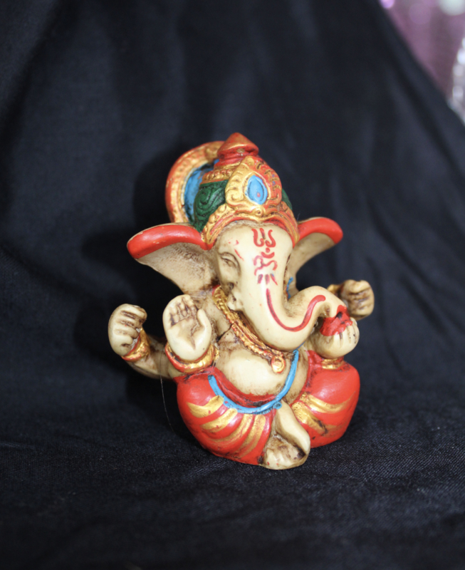 Ganesha Hindoe godheid beeldje multicolor IVOOR kleur - 7,5 cm - Ganesha Hindu statue elephant deity OFF WHITE