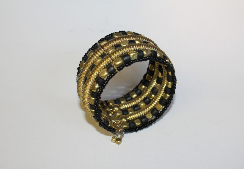 Armband Indian Tribal kraaltjes ZWART GOUD - one size - bracelet Indian Tribal BLACK GOLD