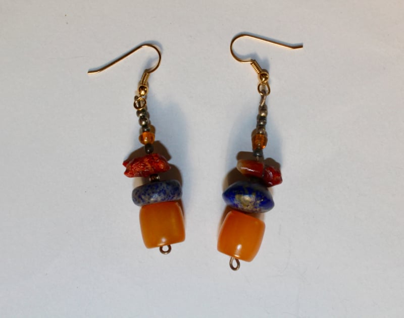 Tibet oorbellen met originele kralen ZILVER , LAPIS LAZULI - Tibet3 - Tibetan earrings with authentic beads LAPIS LAZULI, SILVER
