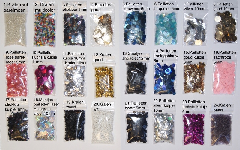 Losse kralen en pailletten per zakje - Beads and sequins small bags
