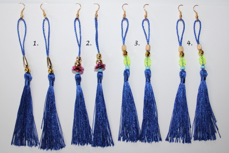 BLAUWE kwasten oorbellen - Extra Long - BLUE tassel earrings
