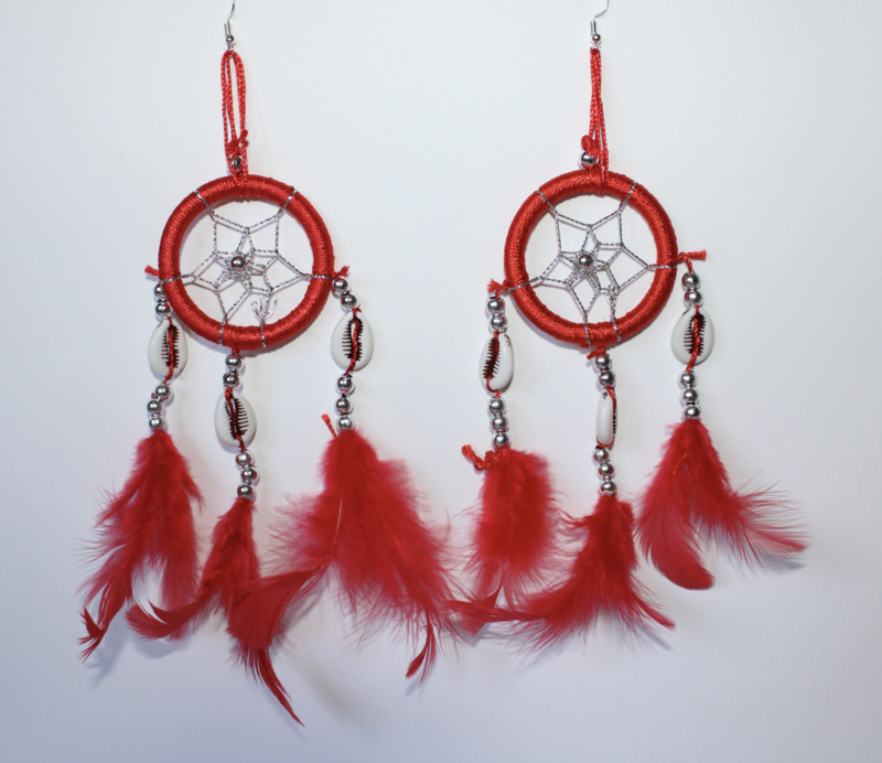 XL XLong - Dreamcatcher earrings RED