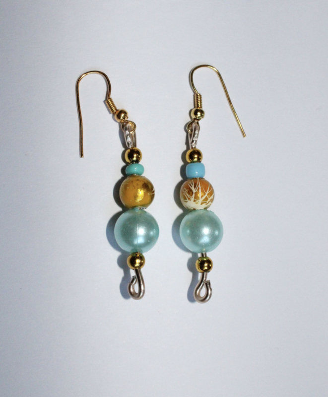 Lightweight TURQUOISE BLUE GOLDEN earrings for girls and ladies.