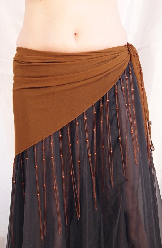 Triangular shawl with fringe BROWN