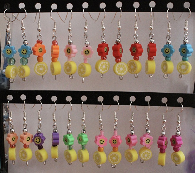 fruity flower smiley oorbellen earrings summer fashion