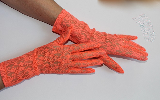 oranje handschoenen kant