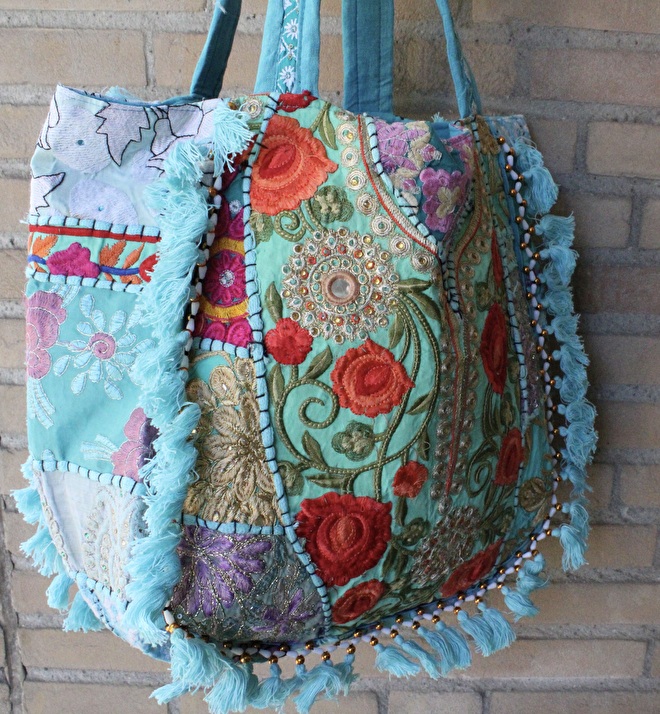 boho patchwork tas shopper Bohemian bag XL buikdanswinkel