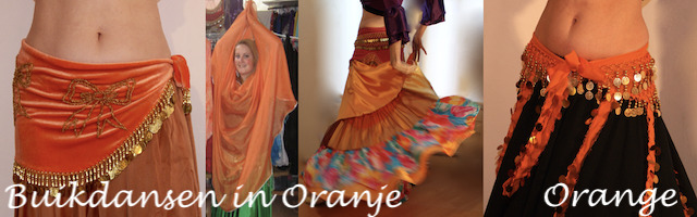 buikdanskleding oranje buikdanskostuum bellydance costume orange Koningsdag buikdans voetbal
