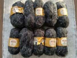 11 bollen brons angora met lurex zwart