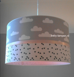 Babylamp grijze wolkjes roze