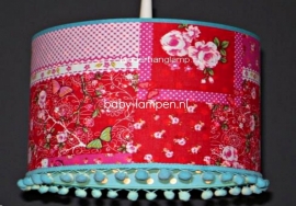 Babylamp pipbloem rood en aqua stipje binnenkant