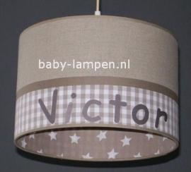 lamp babykamer  beige ruit en sterren Victor