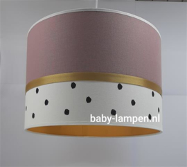 Lamp babykamer oud roze zwarte stippen en oker geel