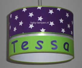 Babylamp Tessa paarse sterren en lime groen