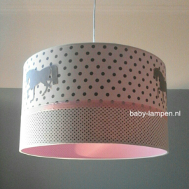 Lamp met paarden roze grijs